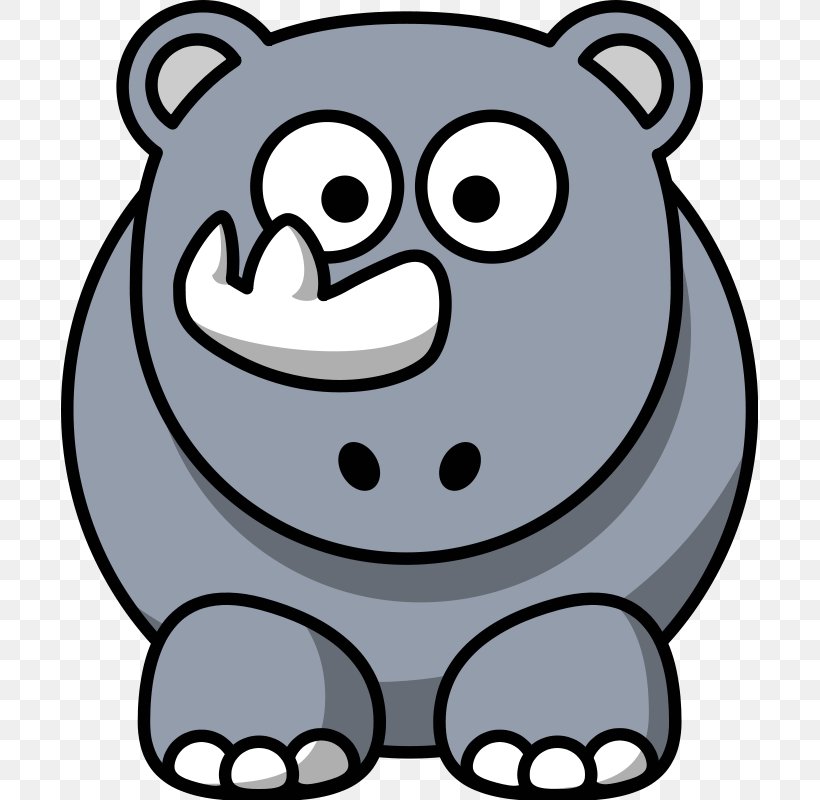 Rhinoceros Cartoon Clip Art, PNG, 697x800px, Rhinoceros, Animation, Artwork, Bear, Black And White Download Free