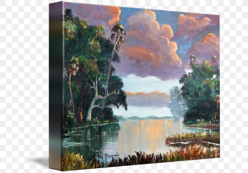 Watercolor Painting Everglades Bayou Landscape, PNG, 650x573px, Painting, Acrylic Paint, Art, Artwork, Bayou Download Free