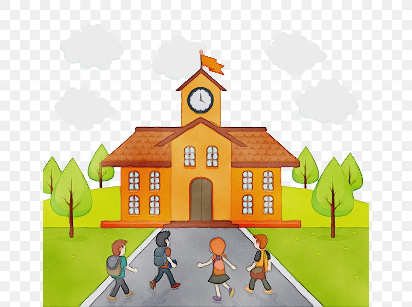 First Day Of School, PNG, 650x611px, Watercolor, Campus, Cartoon, Education, First Day Of School Download Free