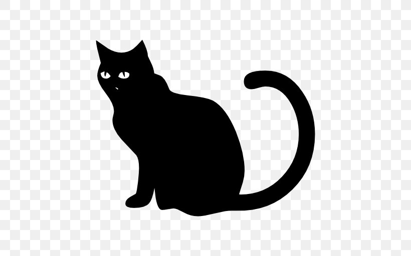 Cat Black Cat Small To Medium-sized Cats Black Black-and-white, PNG, 512x512px, Cat, Black, Black Cat, Blackandwhite, Silhouette Download Free