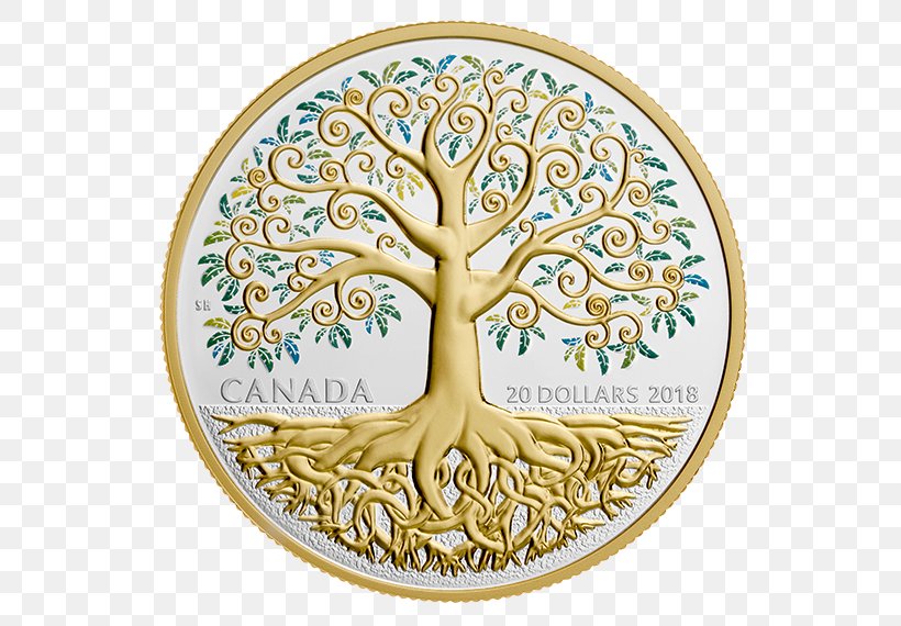 Canada Silver Coin Royal Canadian Mint Tree Of Life, PNG, 570x570px, Canada, Celtic Sacred Trees, Coin, Dollar Coin, Gold Download Free