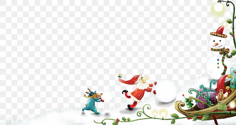 Rudolph Santa Claus Christmas Snowman Wallpaper, PNG, 3658x1951px, Rudolph, Art, Bird, Branch, Christmas Download Free