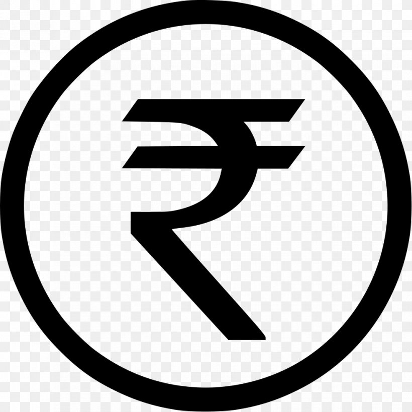 Indian Rupee Sign Currency Symbol, PNG, 981x981px, Indian Rupee Sign, Area, Black And White, Brand, Currency Download Free