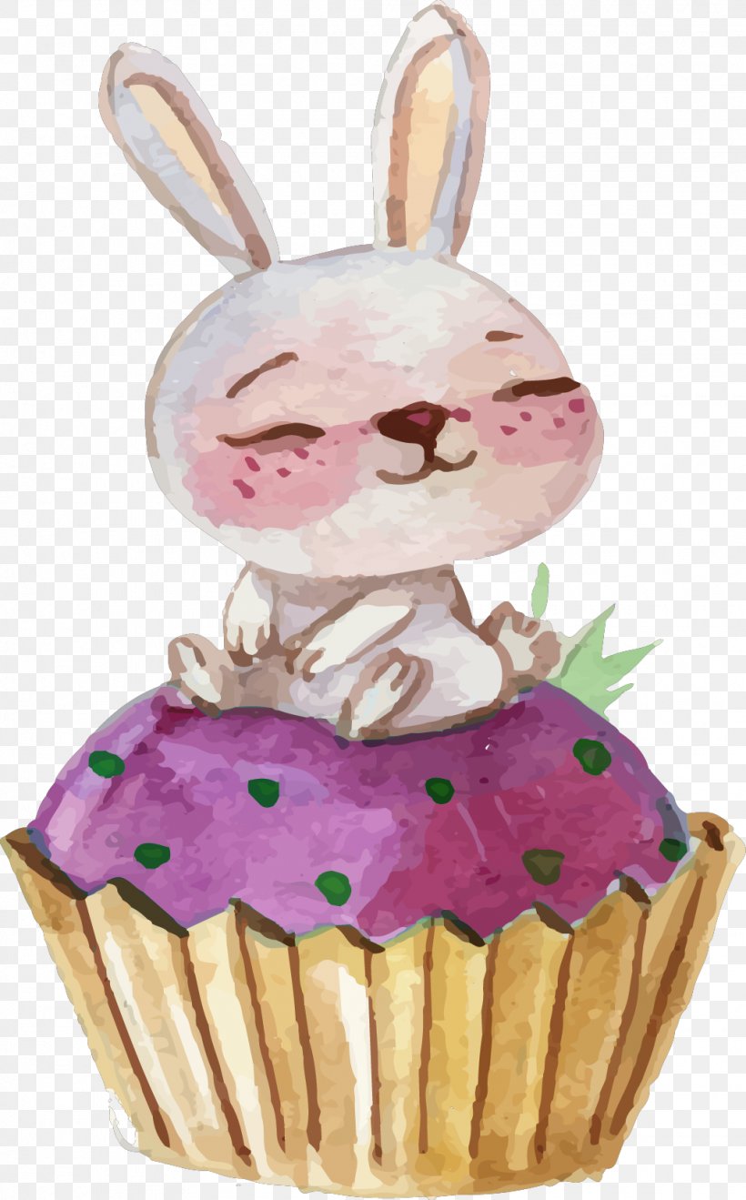 Watercolor Painting Cinnamon Rabbit Watercolour Flowers Drawing, PNG, 1030x1658px, Watercolor Painting, Animation, Cake, Cinnamon Rabbit, Cupcake Download Free