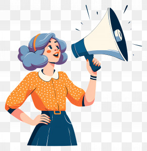 Promoting Girl - Woman Shouting With Megaphone PNG