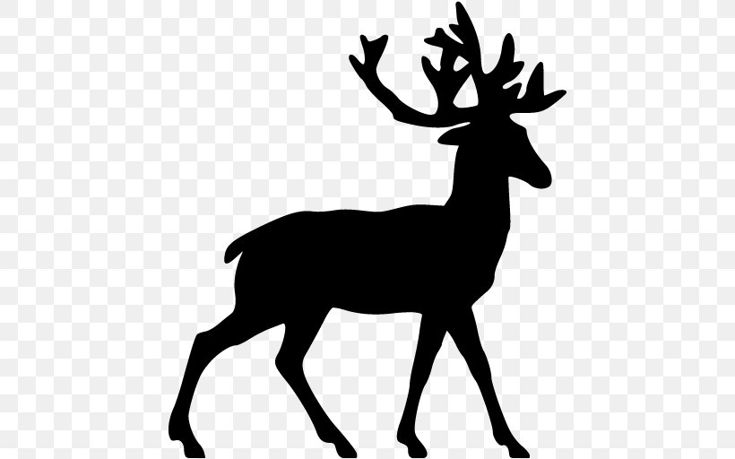 White-tailed Deer Reindeer Clip Art, PNG, 512x512px, Deer, Antler, Black And White, Blacktailed Deer, Deer Horn Download Free
