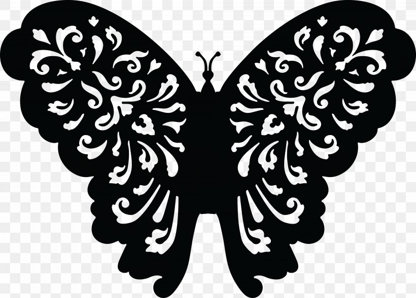 Butterfly Black And White Clip Art, PNG, 4000x2877px, Butterfly, Arthropod, Black And White, Brush Footed Butterfly, Insect Download Free