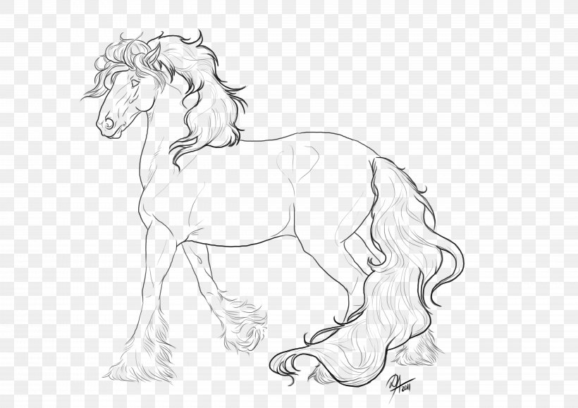 Gypsy Horse Cob Mane Mustang Pony, PNG, 4961x3508px, Gypsy Horse, Animal Figure, Artwork, Black, Black And White Download Free