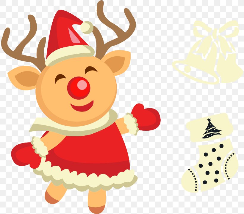 Reindeer Christmas Ornament Santa Claus, PNG, 814x722px, Christmas, Art, Baby Toys, Cartoon, Christmas Decoration Download Free