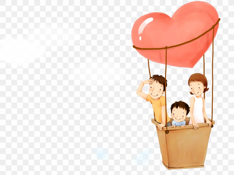 Family Cartoon, PNG, 3461x2592px, Family, Balloon, Cartoon, Father, Happiness Download Free