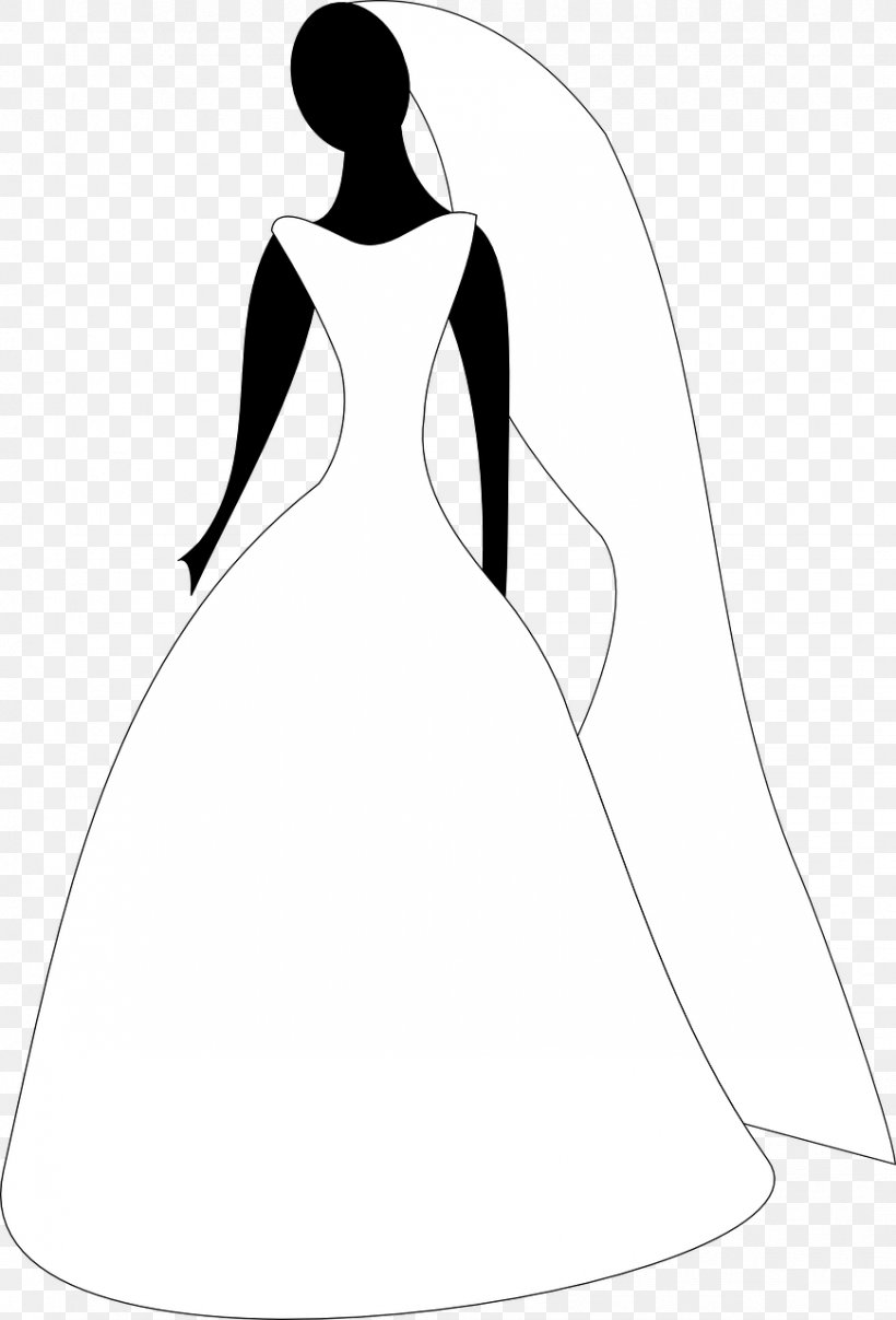 Gown Silhouette Line Art White Clip Art, PNG, 869x1280px, Gown, Arm, Artwork, Black, Black And White Download Free