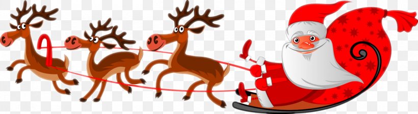 Santa Claus's Reindeer Santa Claus's Reindeer Christmas Clip Art, PNG, 1510x416px, Watercolor, Cartoon, Flower, Frame, Heart Download Free
