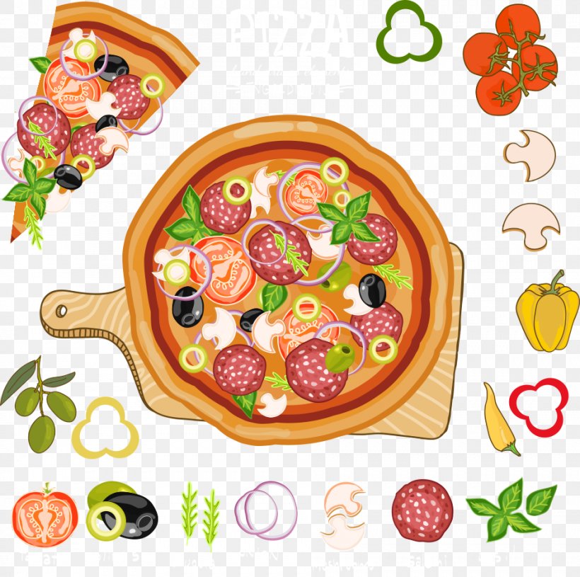 Hamburger Pizza Fast Food European Cuisine Bacon, PNG, 943x938px, Hamburger, Bacon, Cartoon, Cuisine, Dish Download Free