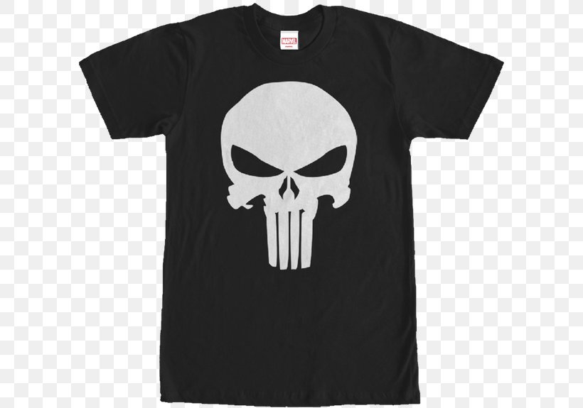 Punisher Deadpool T-shirt Stencil Human Skull Symbolism, PNG, 600x575px, Punisher, Black, Bone, Brand, Deadpool Download Free