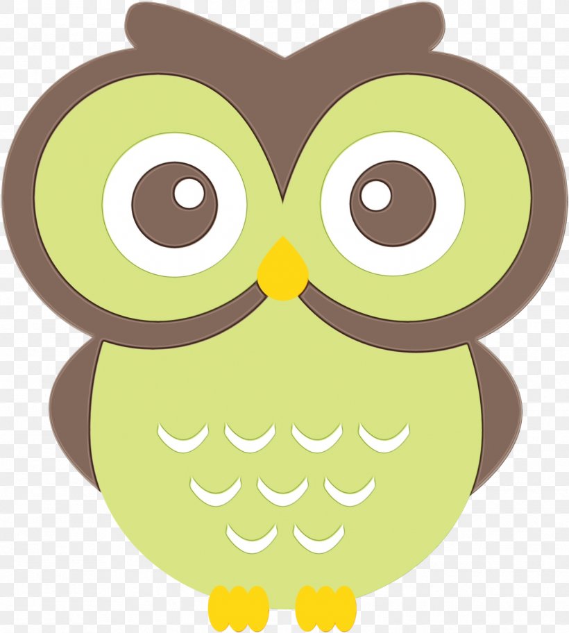 Owl Green Cartoon Yellow Bird, PNG, 1422x1583px, Watercolor, Bird, Bird Of Prey, Brown, Cartoon Download Free
