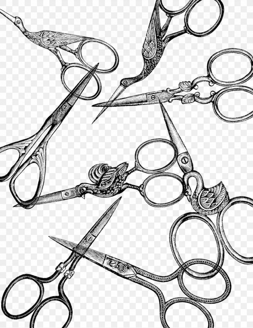 Scissors Vintage Clothing Clip Art, PNG, 1236x1600px, Scissors, Antique, Auto Part, Bit, Black And White Download Free