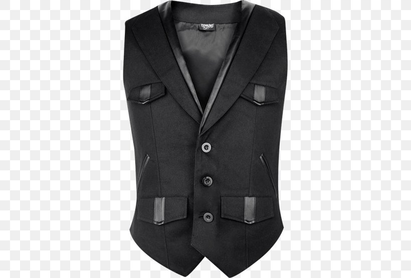 Waistcoat Hoodie Jacket Steampunk Clothing, PNG, 555x555px, Waistcoat, Black, Blazer, Button, Clothing Download Free