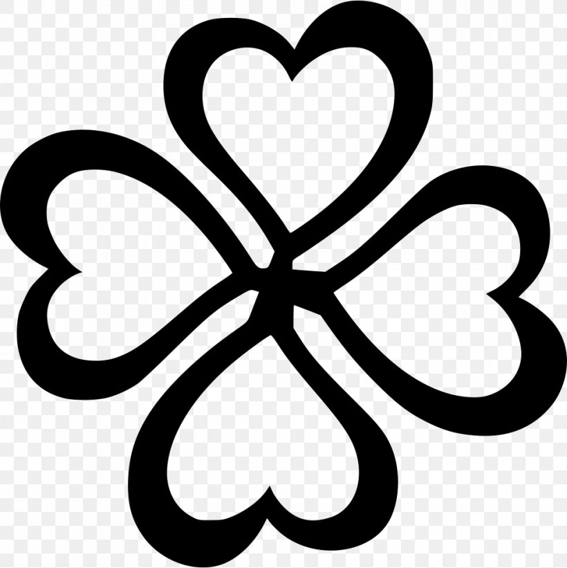 Luck Four-leaf Clover Clip Art, PNG, 980x982px, Luck, Area, Artwork, Black And White, Button Download Free