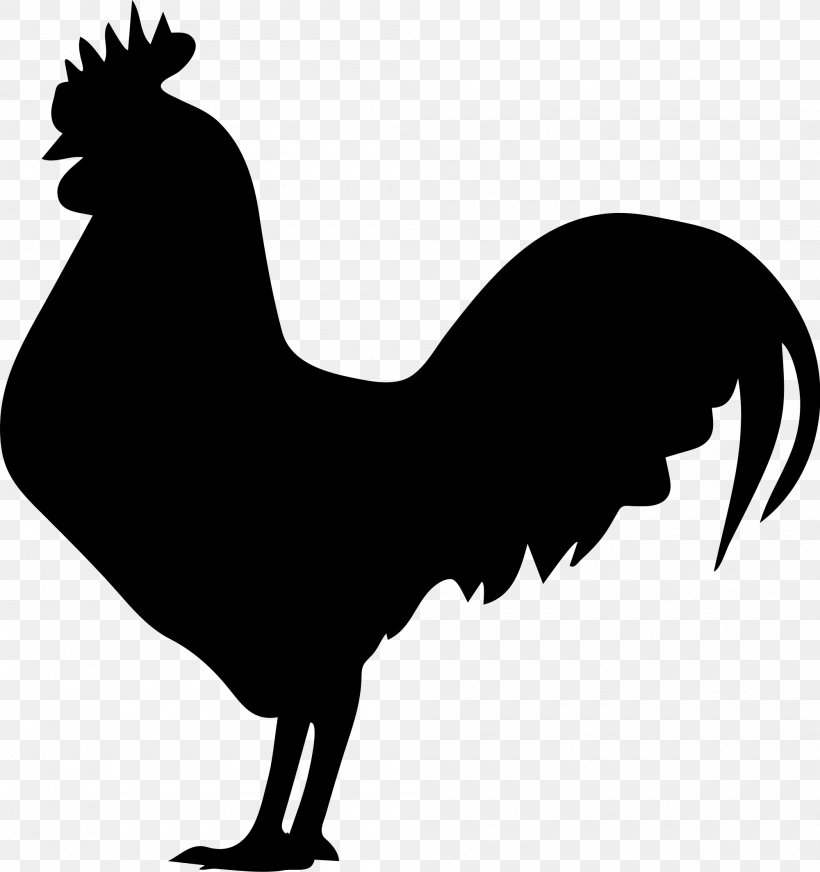 Rooster Silhouette Chicken Clip Art, PNG, 2000x2129px, Rooster, Art, Beak, Bird, Black And White Download Free