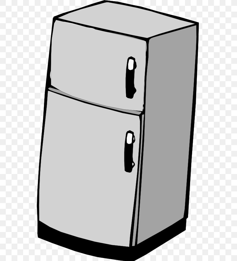 Refrigerator Clip Art, PNG, 566x900px, Refrigerator, Area, Black And White, Cartoon, Furniture Download Free