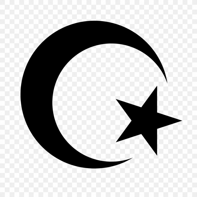 Star And Crescent Symbols Of Islam, PNG, 1024x1024px, Star And Crescent, Black And White, Crescent, Emblem, Fivepointed Star Download Free