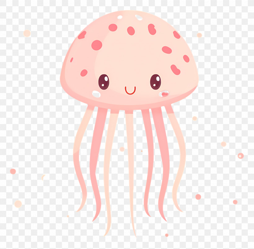 Jelly Fish - Cute Pink Jellyfish Cartoon PNG