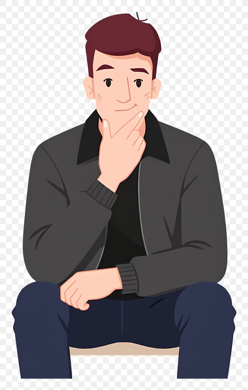 Thoughtful Man Sitting In Jacket PNG