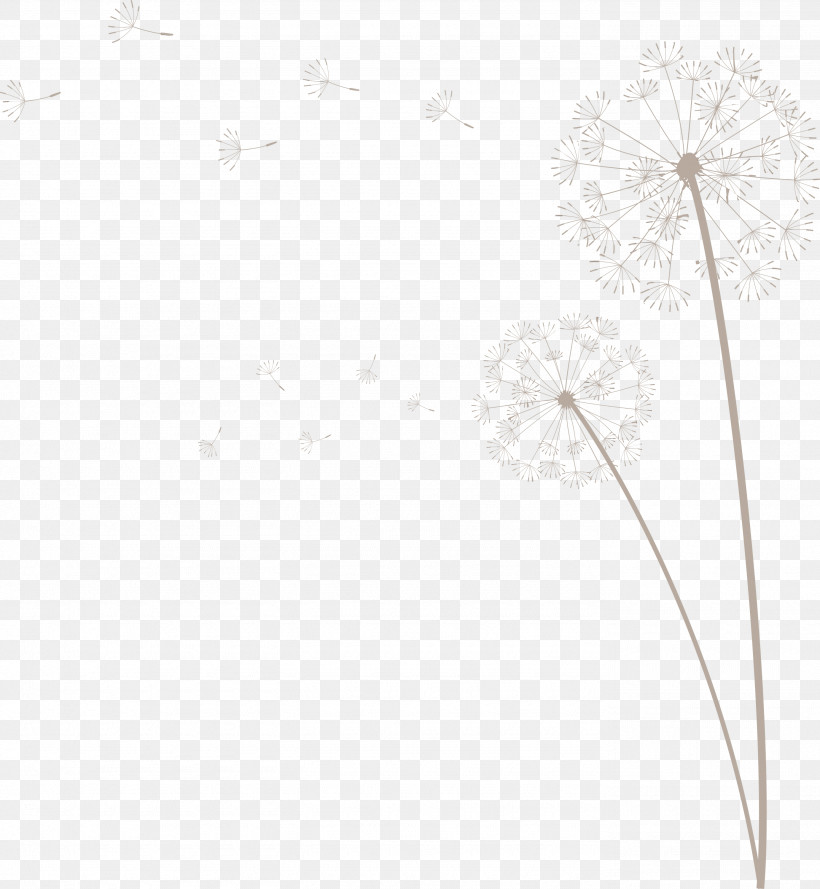 Flower Plant Stem Black And White Tree Flora, PNG, 2765x3000px, Dandelion, Biology, Black, Black And White, Flora Download Free