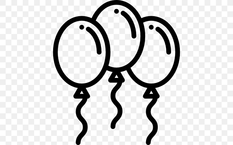 Balloon Party Birthday, PNG, 512x512px, Balloon, Area, Birthday, Black, Black And White Download Free