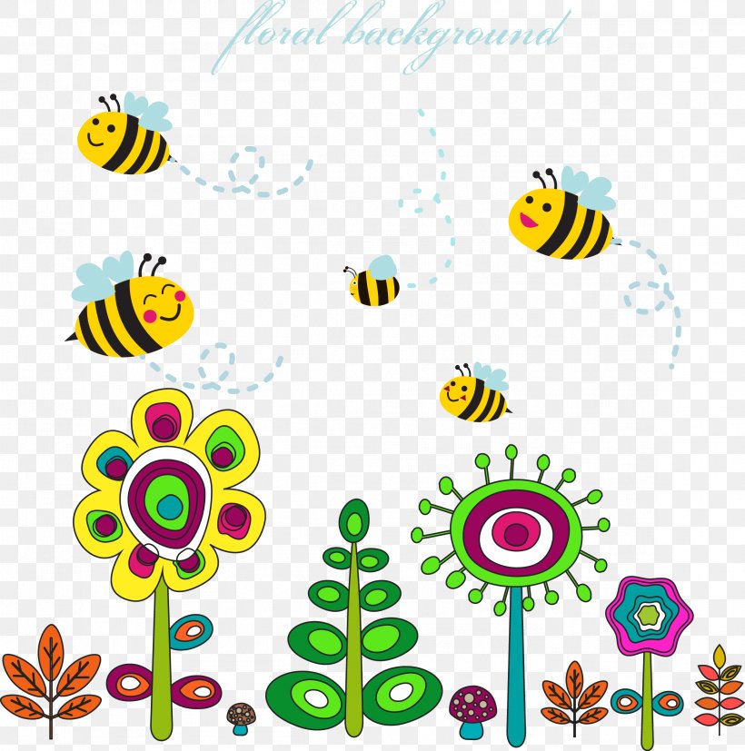 Bee Euclidean Vector Clip Art, PNG, 2322x2343px, Bee, Area, Flora, Floral Design, Flower Download Free