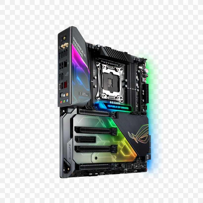 Intel X299 LGA 2066 ROG GAMING MOTHERBOARD ROG RAMPAGE VI APEX ASUS ROG RAMPAGE VI EXTREME, PNG, 1543x1543px, Intel X299, Asus, Atx, Central Processing Unit, Computer Accessory Download Free