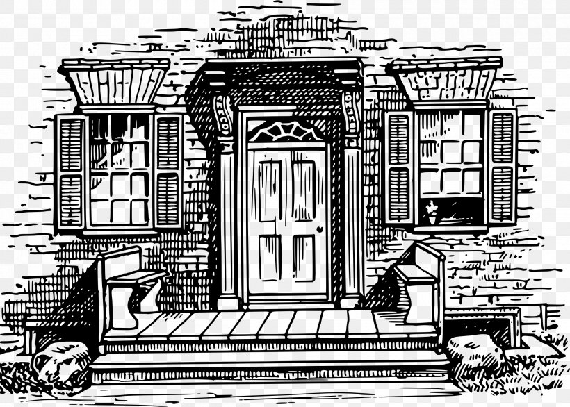 Facade Stoop Clip Art, PNG, 2400x1717px, Facade, Architecture, Black And White, Building, Classical Architecture Download Free