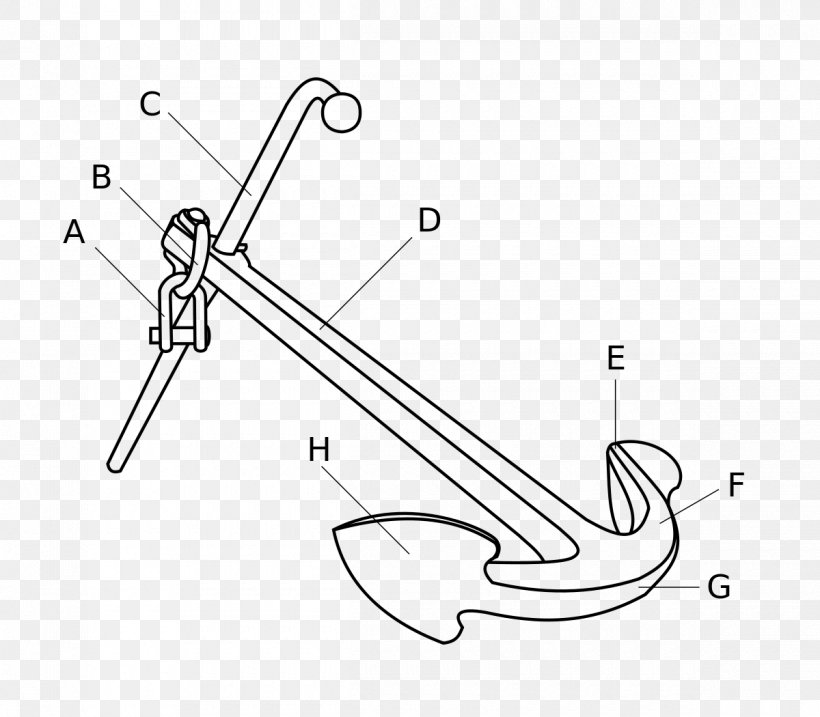 Anchor Stockankare Ship Boat Wikipedia, PNG, 1200x1050px, Anchor, Area, Arm, Auto Part, Black And White Download Free