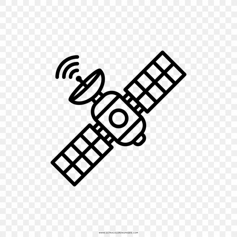 Satellite Drawing Coloring Book, PNG, 1000x1000px, Satellite, Apple, Area, Black, Black And White Download Free