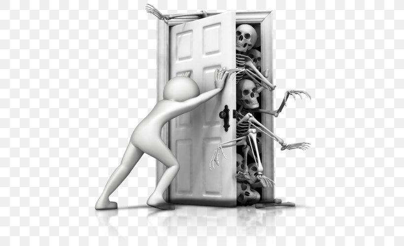 Skeleton In The Closet Idiom Clip Art, PNG, 500x500px, Skeleton In The Closet, Black And White, Bone, Closet, Closeted Download Free