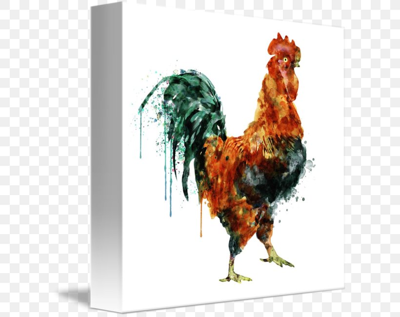 Watercolor Painting Rooster Canvas Art, PNG, 606x650px, Painting, Acrylic Paint, Art, Artist, Bird Download Free