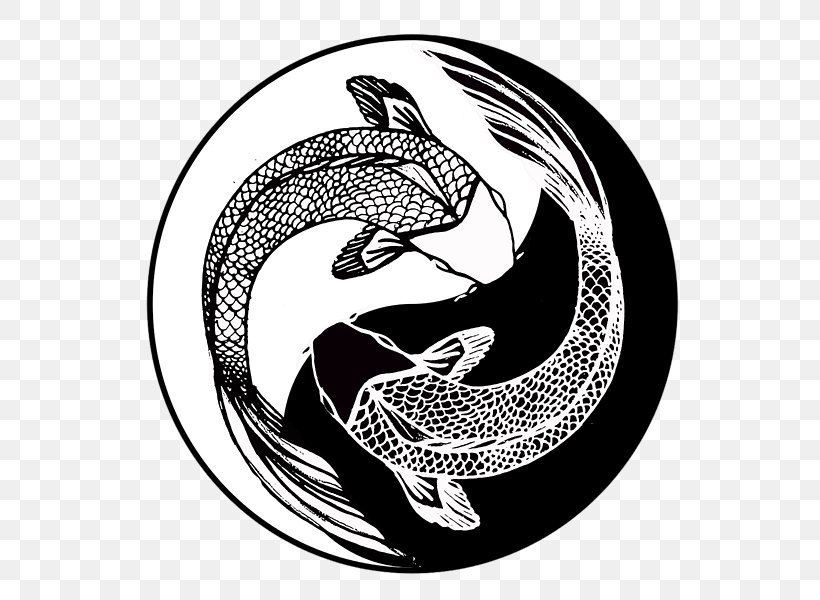 Yin Yang Fish Yin And Yang Taoism Drawing, PNG, 600x600px, Yin Yang Fish, Art, Black And White, Dragon, Drawing Download Free