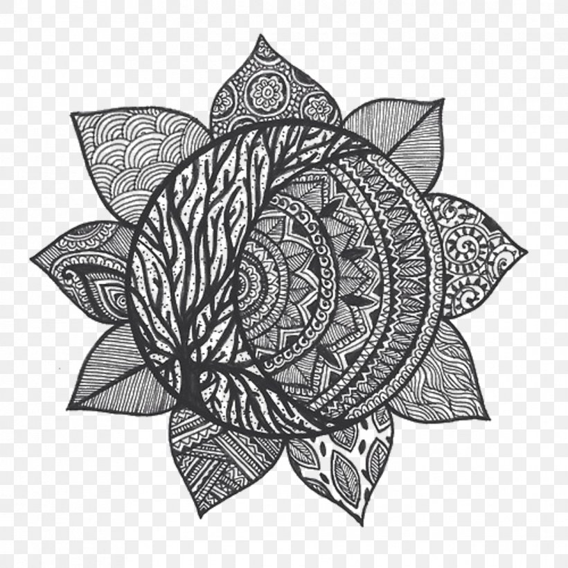 Clip Art Drawing Mandala Illustration Flower, PNG, 1142x1142px, Drawing, Artist, Badge, Blackandwhite, Bohochic Download Free