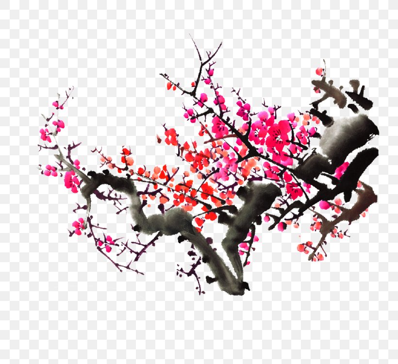Plum Blossom Ink Wash Painting Chinese Painting, PNG, 750x750px, Plum Blossom, Art, Birdandflower Painting, Blossom, Branch Download Free