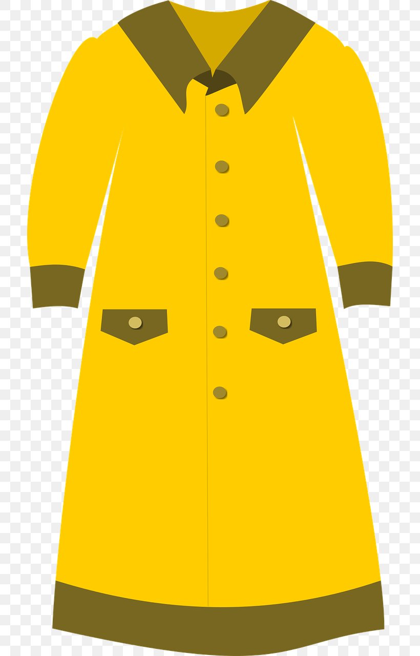 Yellow Dress Fashion Coat Clip Art, PNG, 714x1280px, Yellow, Clothing, Coat, Collar, Dress Download Free