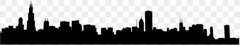 Chicago Skyline Silhouette, PNG, 2352x457px, Chicago, Art, Black And White, City, Drawing Download Free