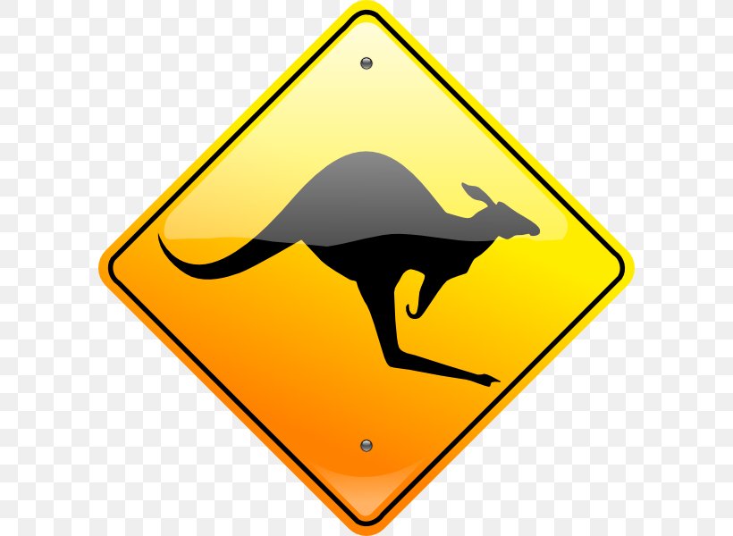 Kangaroo Warning Sign Traffic Sign Clip Art, PNG, 600x600px, Kangaroo, Area, Boxing Kangaroo, Brand, Logo Download Free