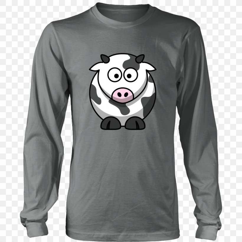 Long-sleeved T-shirt Hoodie Cattle Clothing, PNG, 1000x1000px, Tshirt, Baby Toddler Onepieces, Black, Bodysuit, Cattle Download Free
