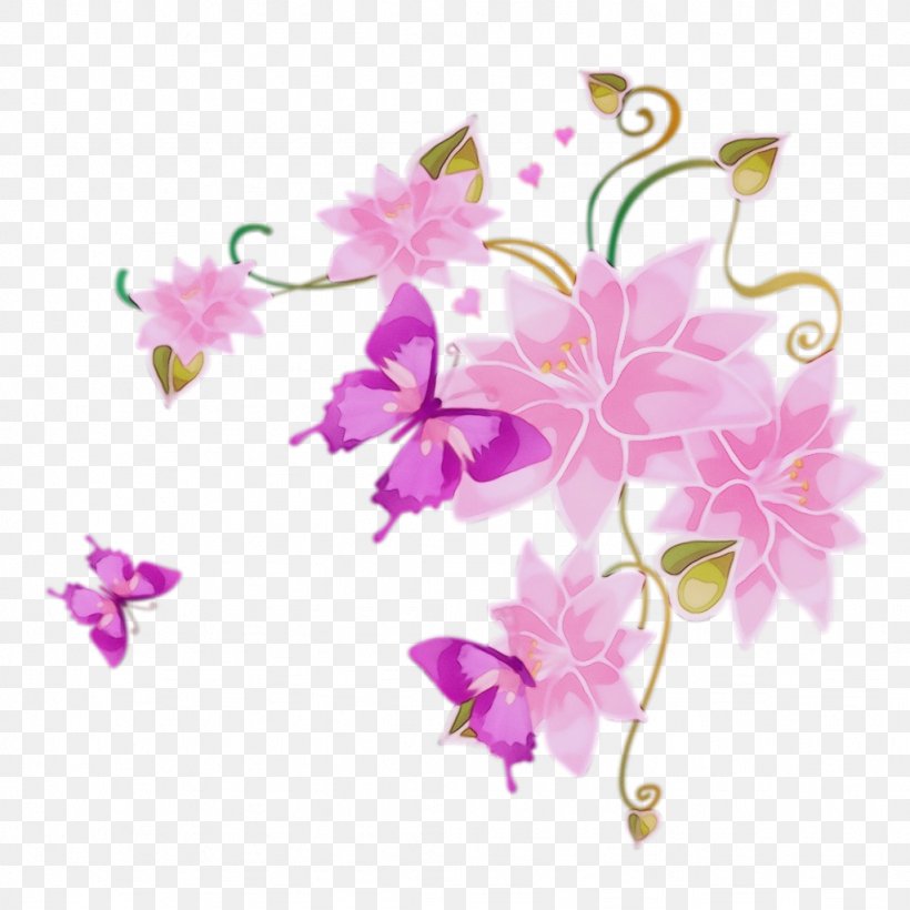 Pink Flower Plant Petal Cut Flowers, PNG, 1024x1024px, Watercolor, Blossom, Cut Flowers, Dendrobium, Flower Download Free