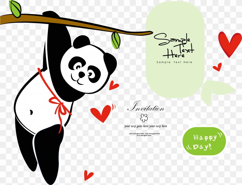 Giant Panda Bear Illustration, PNG, 3470x2650px, Giant Panda, Animal, Bear, Brand, Cartoon Download Free