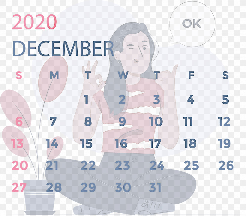 December 2020 Printable Calendar December 2020 Calendar, PNG, 3000x2635px, December 2020 Printable Calendar, Area, Cartoon, December 2020 Calendar, Line Download Free