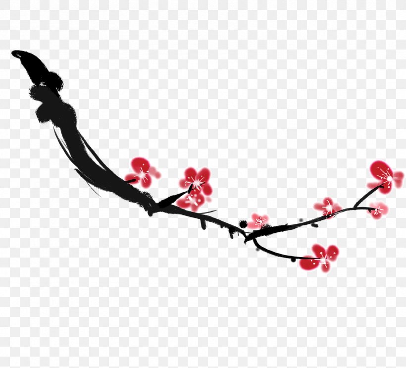 Ink Wash Painting Plum Blossom Graphic Design, PNG, 1719x1559px, Ink Wash Painting, Bamboo, Blossom, Body Jewelry, Branch Download Free