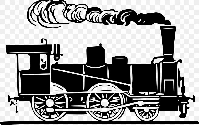 Rail Transport Train Steam Locomotive Clip Art, PNG, 2400x1511px, Rail Transport, Black And White, Car, Drawing, Engine Download Free