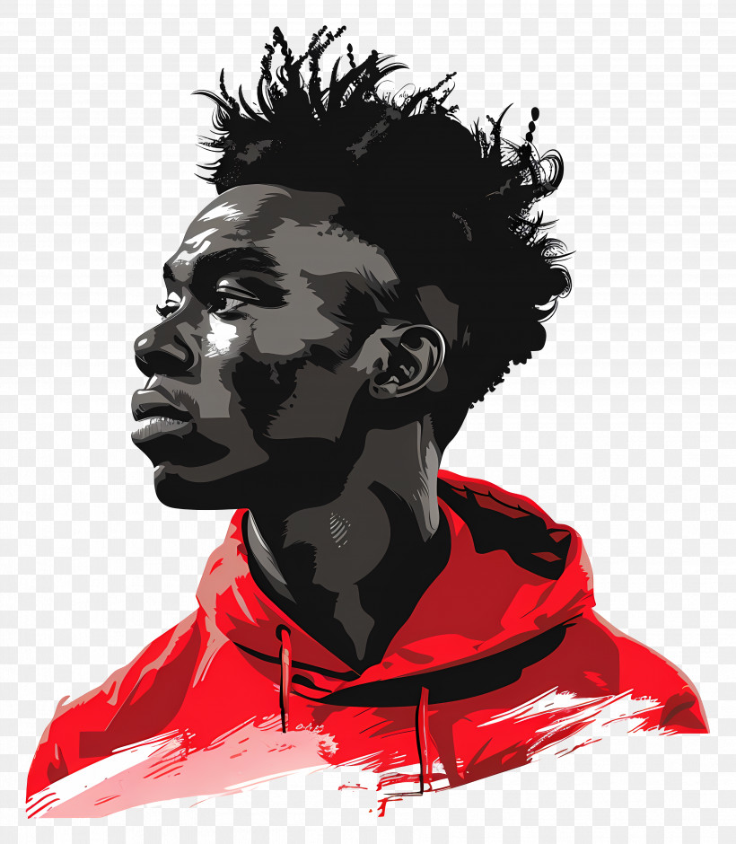 Alphonso Davies - Vectorized Man In Profile With Vivid Colors PNG