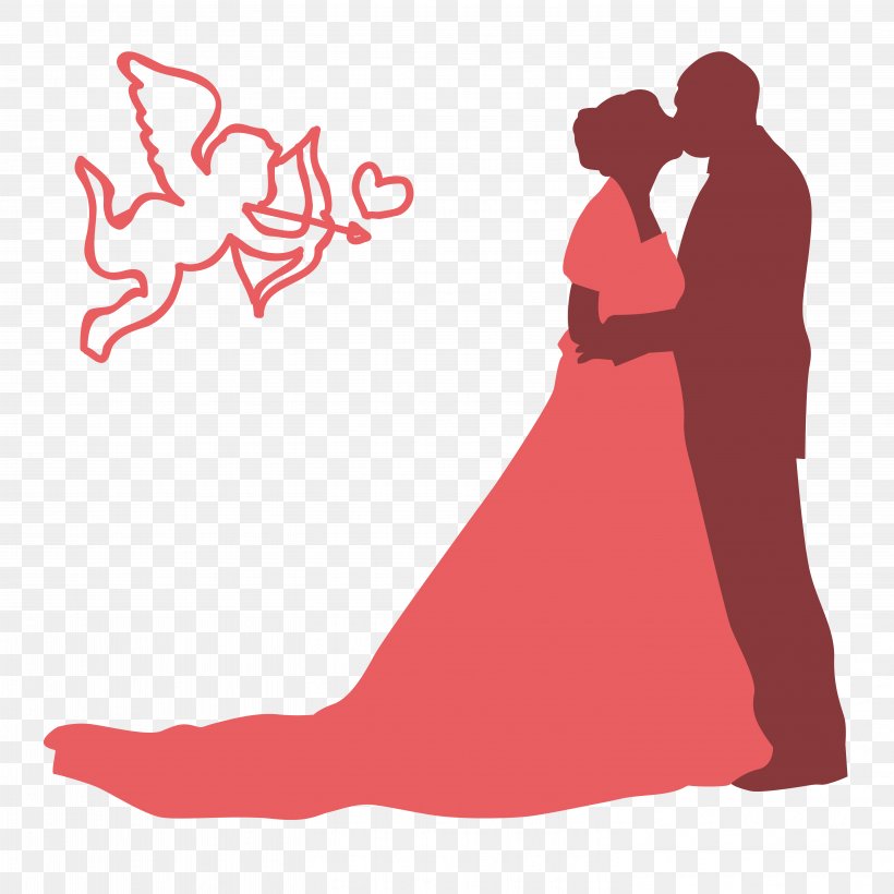 Wedding Silhouette Clip Art, PNG, 5906x5906px, Wedding, Bride, Clip Art, Cupid, Dress Download Free